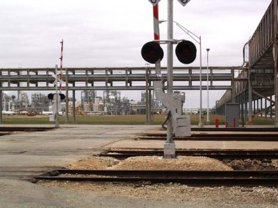 industrial railroad crossing warning
